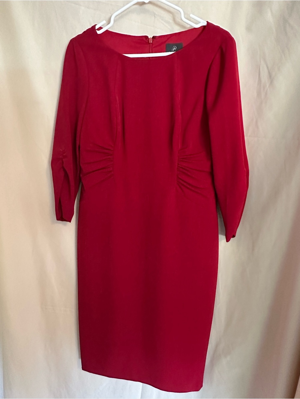 Adrianna Papell Crimson Long Sleeve Ruched Sheath Dress